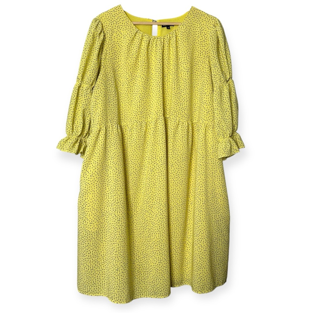 Who What Wear Yellow Sprinkles Babydoll Dress Long Sleeve Size 1X - Picture 2 of 8